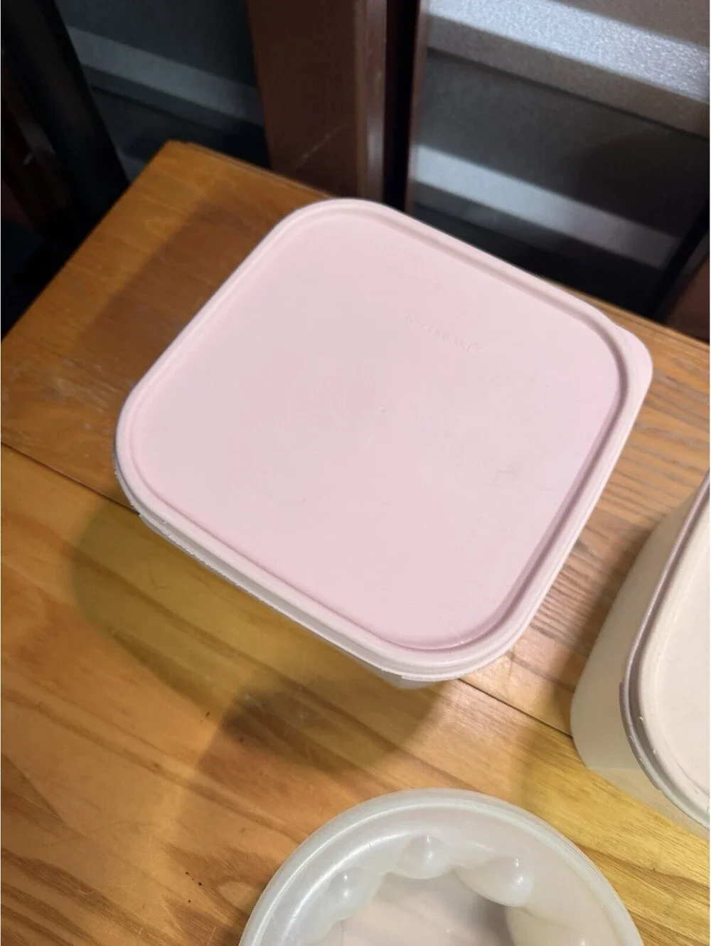 3 Tupperware Modular Mates Rectangular Jello Containers Pink lids VTG